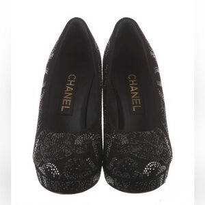 CHANEL Platform Suede Heels Size 7